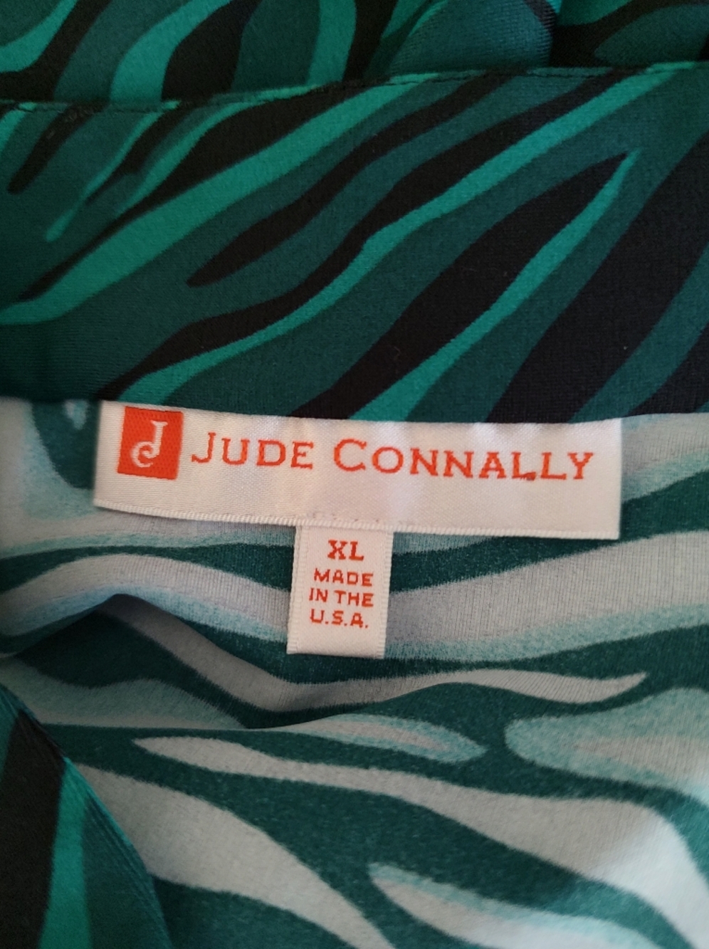 Jude Connally Chris Tunic Top Jade Zebra Animal Print Green Black XL - Picture 6 of 8